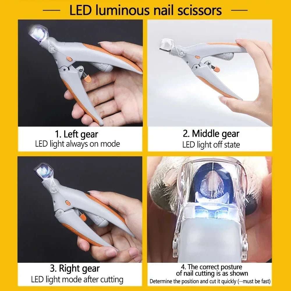 LED Light Pet Nail Clipper With Amplification Function Dog Cat Special Nail Trimmer Tool Pet Grooming Cleaning Supplies ATHLEXES