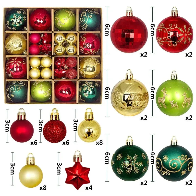 Charming 44Pcs Christmas Ball Ornament Collection ATHLEXES