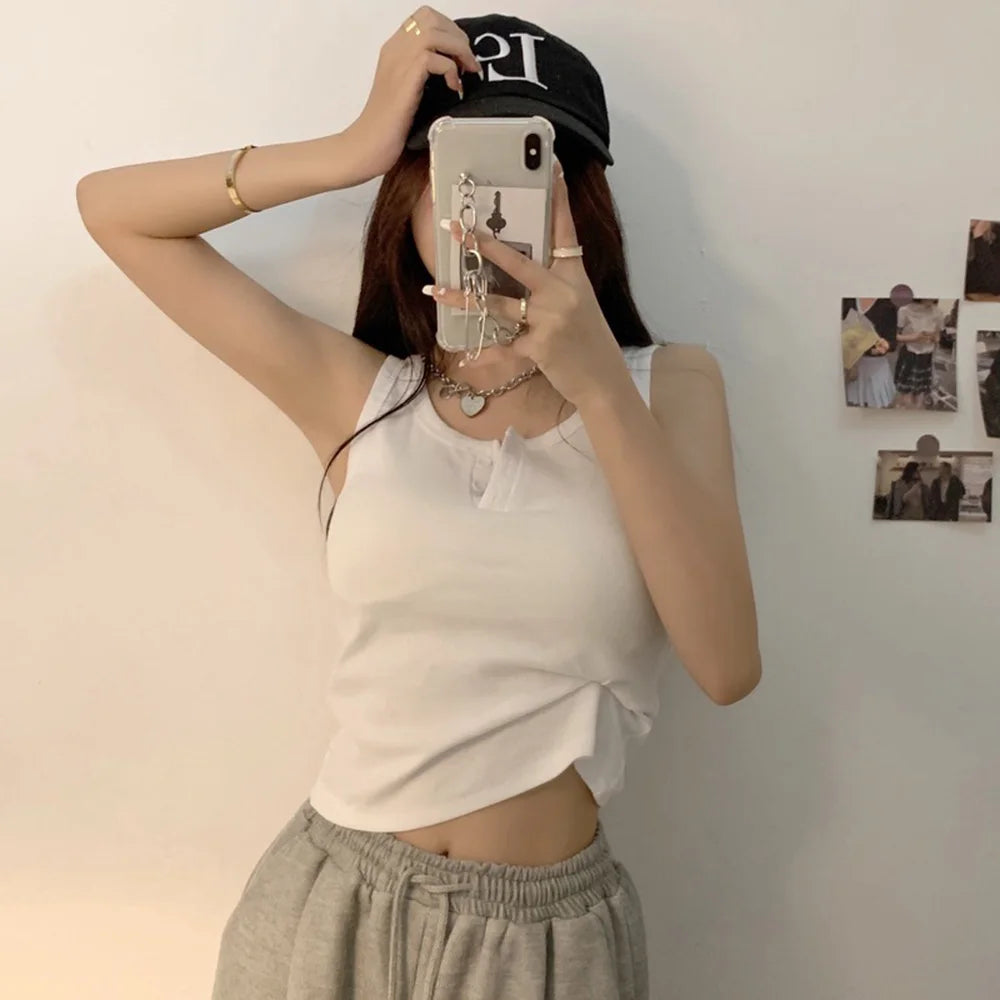 Chic Ribbed Button-Down Tank Top for Women ATHLEXES