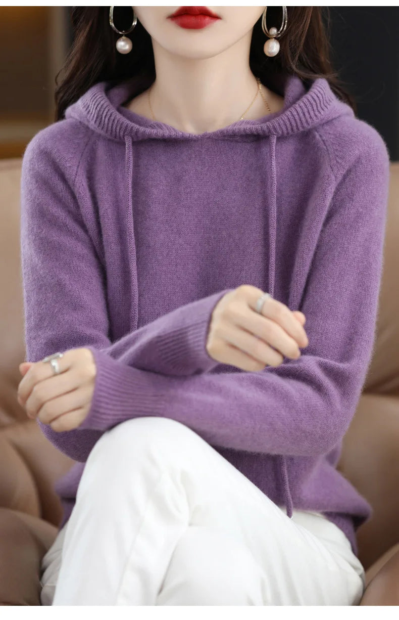 LuxCashmere Hooded Pullover for Women ATHLEXES