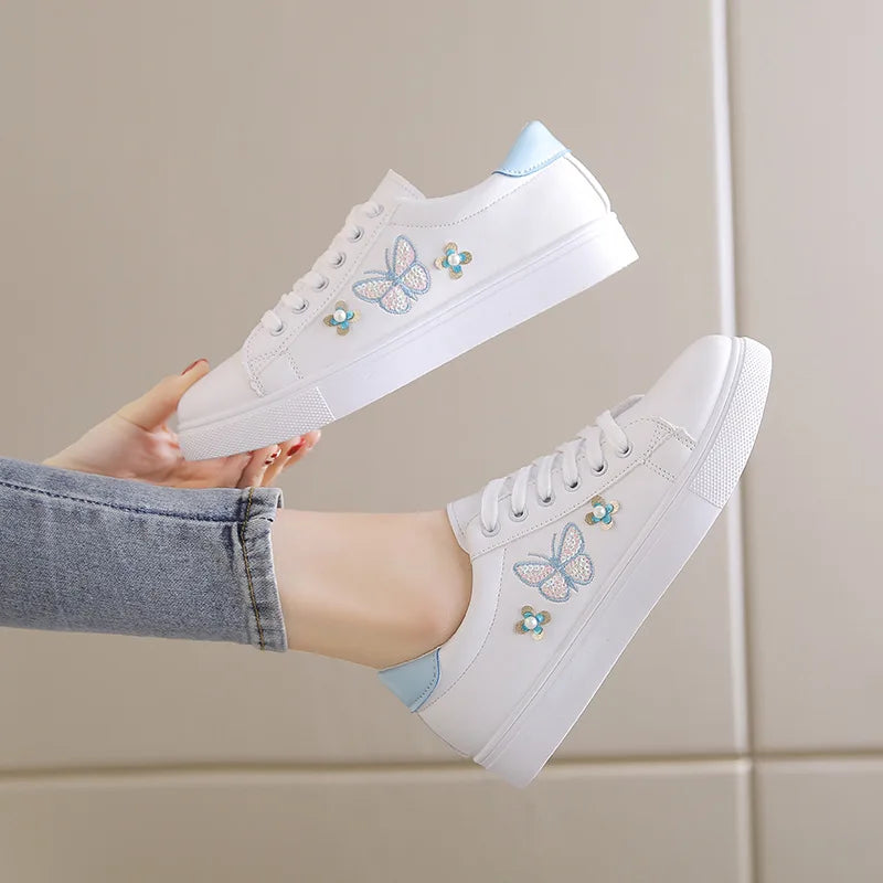 Embroidered Bow Platform Walking Flats for Women ATHLEXES