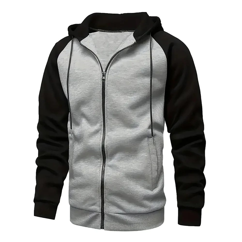 Stylish Zip-Up Color Block Hoodie for Men ATHLEXES