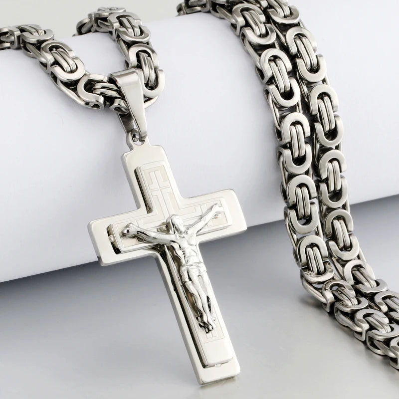 Divine Faith Stainless Steel Jesus Cross Necklace ATHLEXES