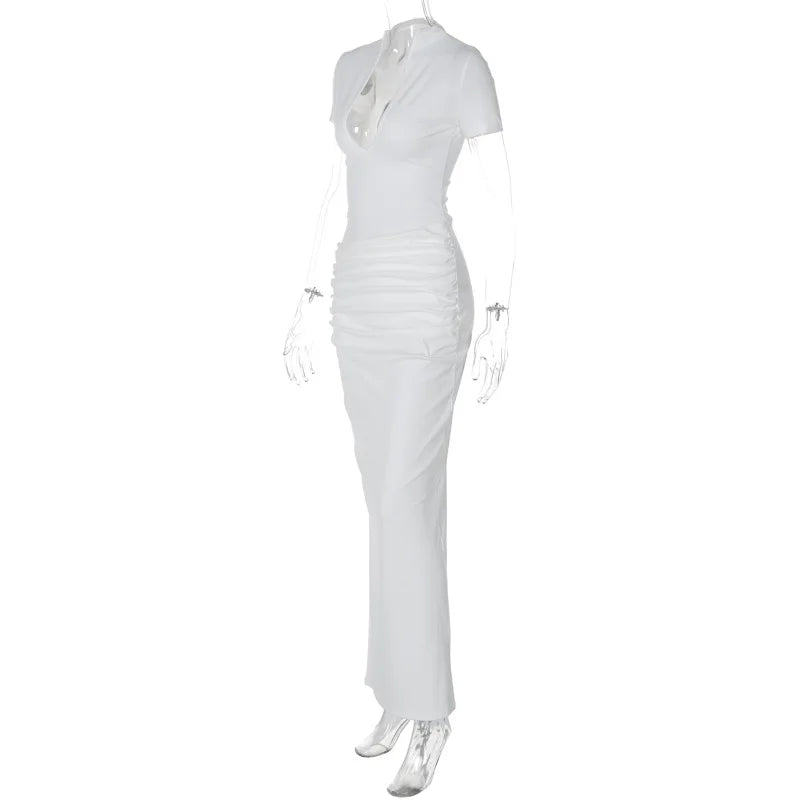 Elegant V-Neck Side Slit Maxi Dress for Women ATHLEXES