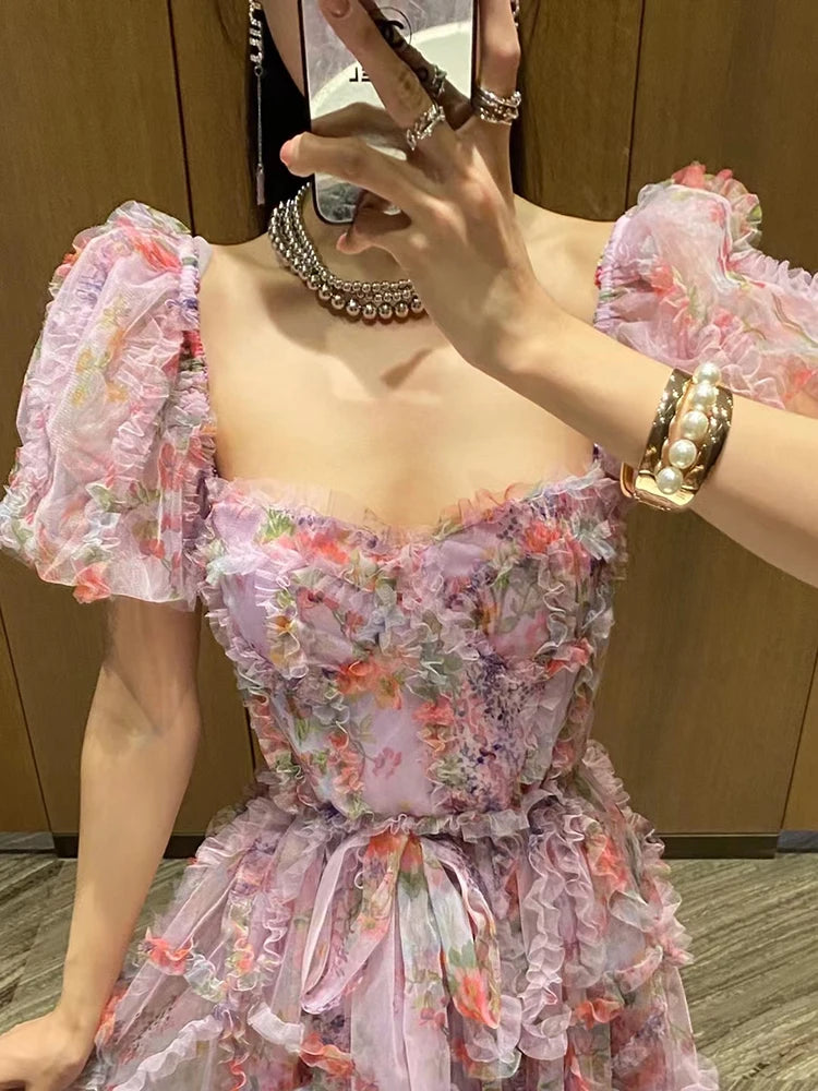 Chic Floral Patchwork Mesh Dress for Women ATHLEXES