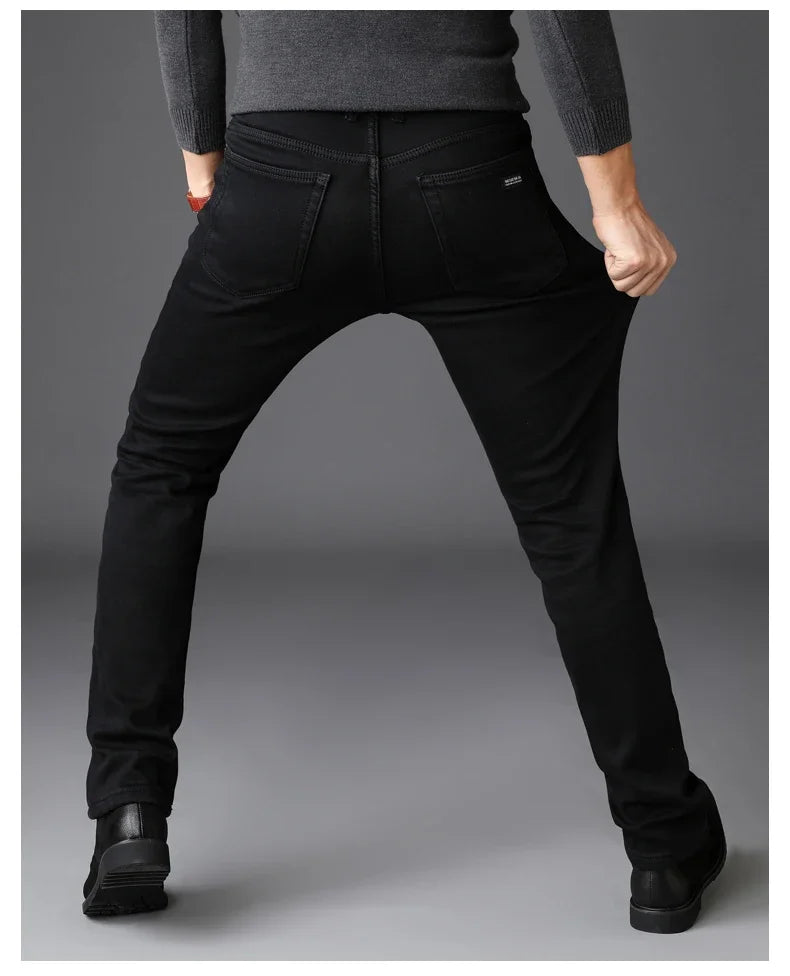 Classic Black Biker Stretch Denim Trousers ATHLEXES