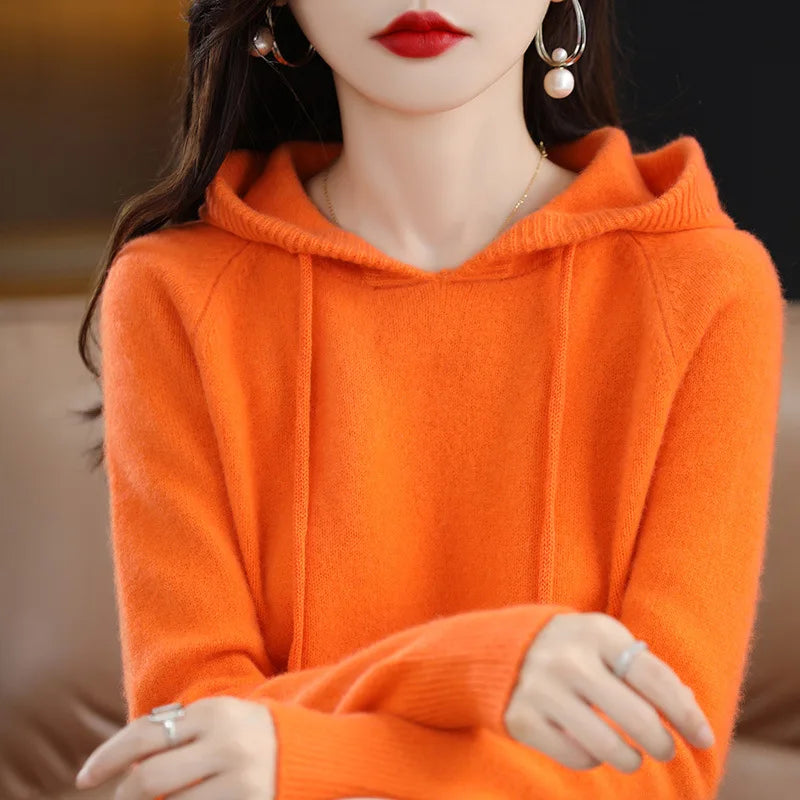 Luxurious Cashmere Hooded Sweater for Women - Autumn Comfort ATHLEXES