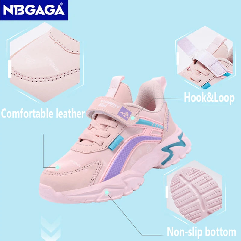 Chic Pink Girls Leather Sport Sneakers ATHLEXES