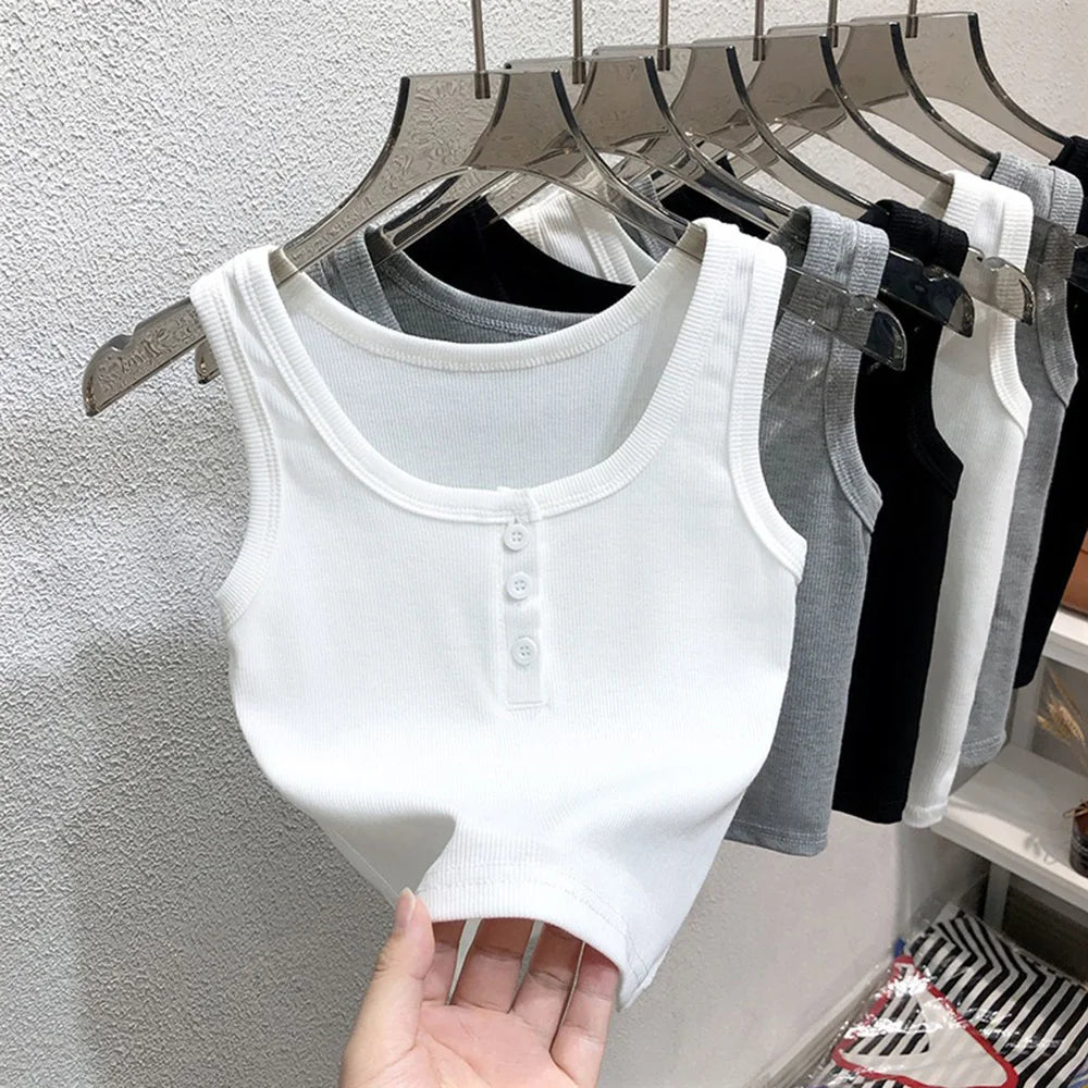Chic Ribbed Button-Down Tank Top for Women ATHLEXES