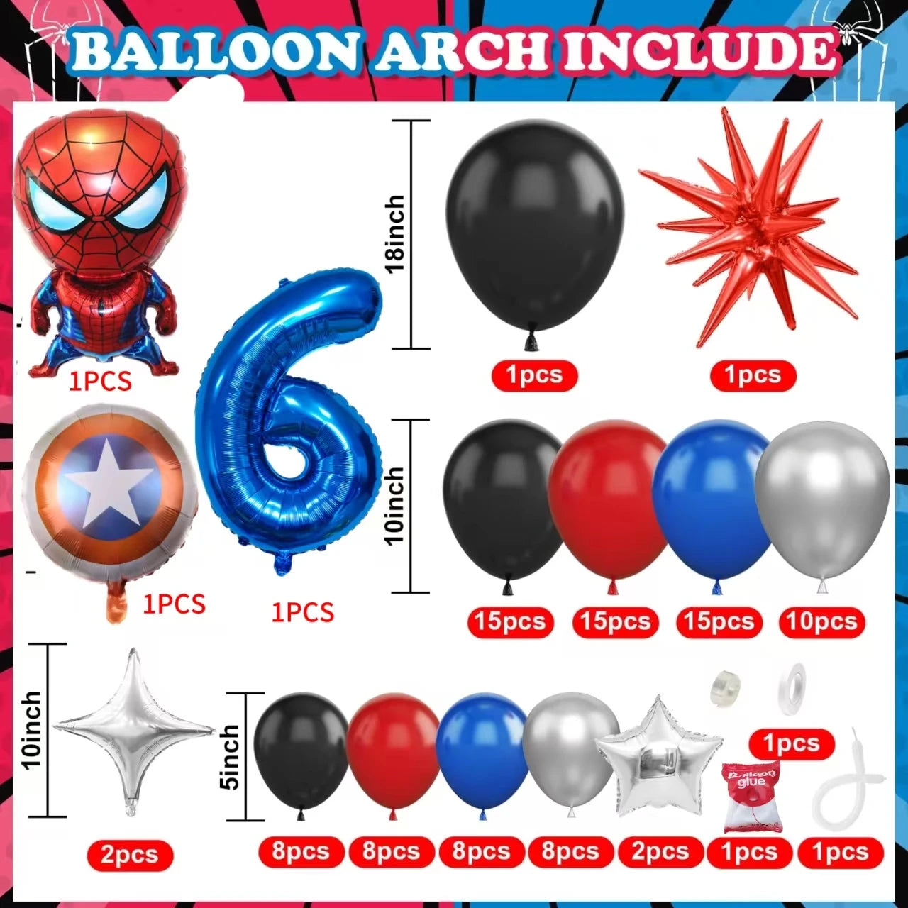 Spiderman Superhero Balloon Garland Kit ATHLEXES