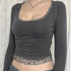 Lace Trim Slim Fit Crop Top for Summer Style ATHLEXES