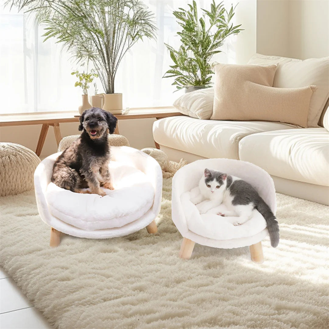 PlushNest Luxury Cat Bed with Waterproof Cushion and Stylish Wood Legs ATHLEXES