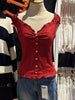 Chic Blue Plaid Puff Sleeve V Neck Crop Top ATHLEXES