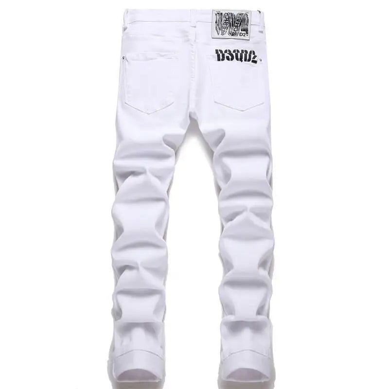 2025 Pure White Men's Slim Fit Stretch Jeans ATHLEXES