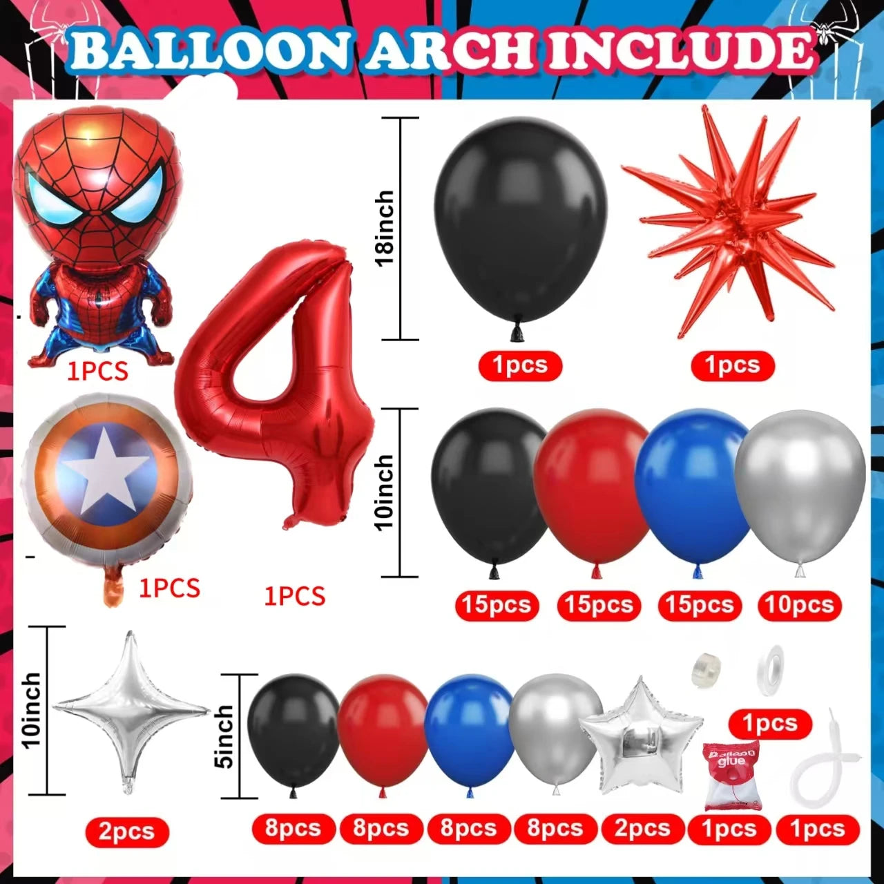 Spiderman Superhero Balloon Garland Kit ATHLEXES