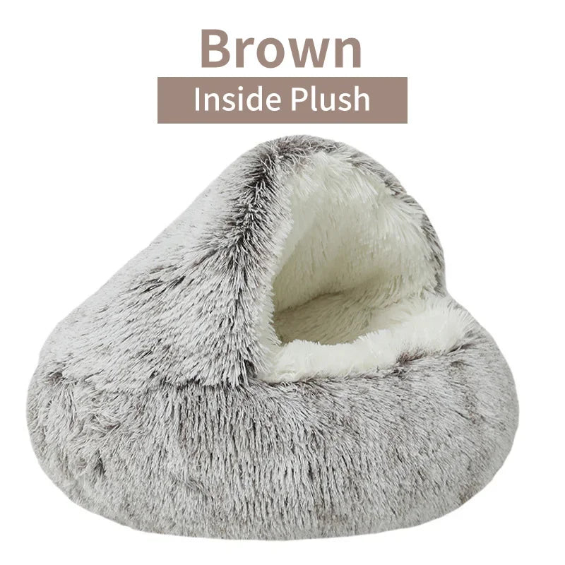 PurrNest Plush Cat Bed: Cozy 2-in-1 Winter Retreat ATHLEXES
