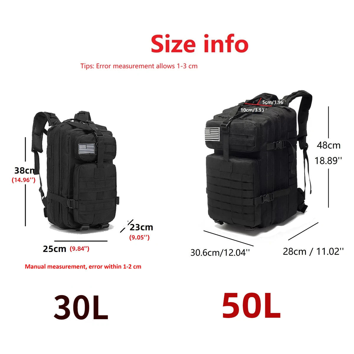30L/50L 1000D Nylon Waterproof Trekking Bag Backpack ATHLEXES