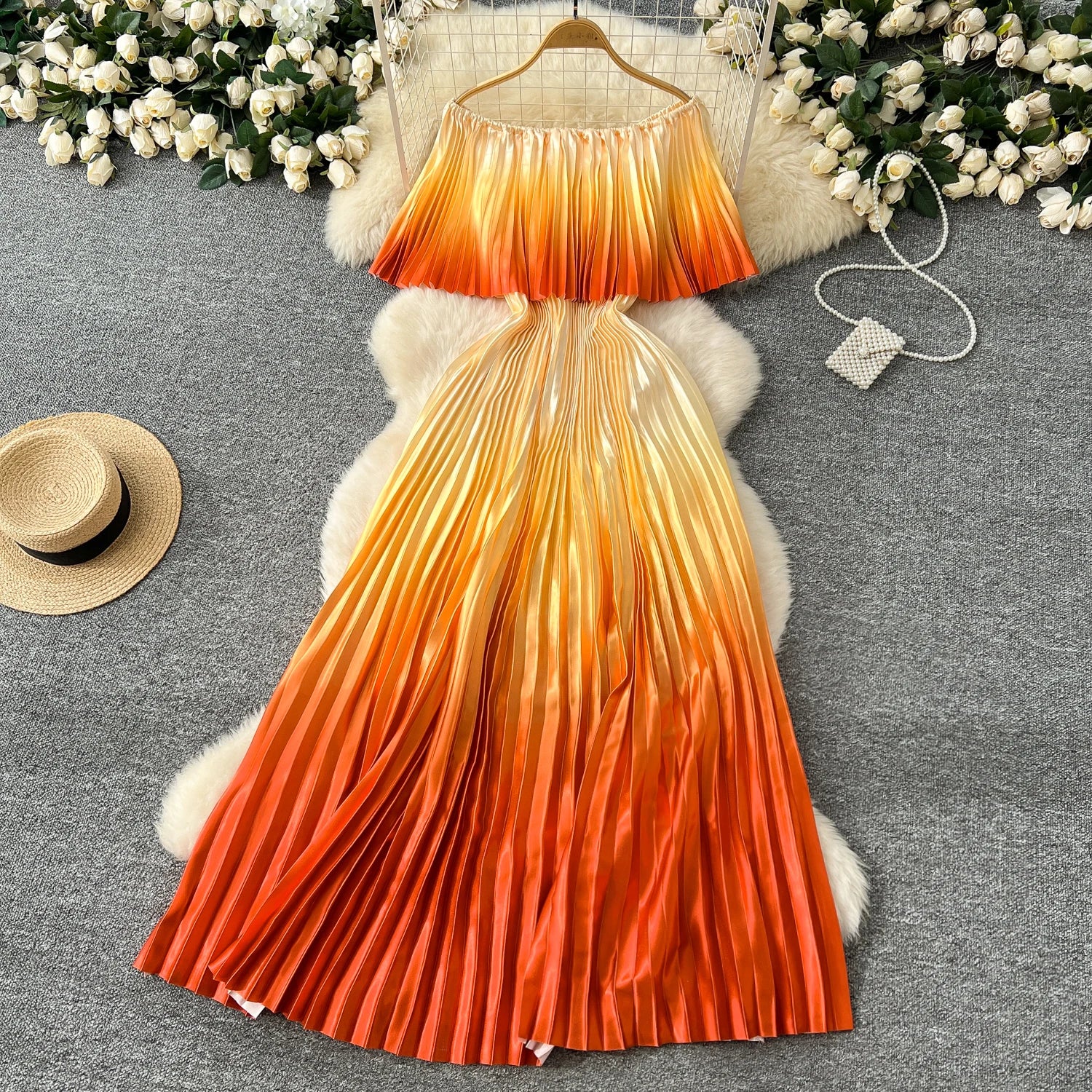 Gradient Luxe Off Shoulder Maxi Dress ATHLEXES
