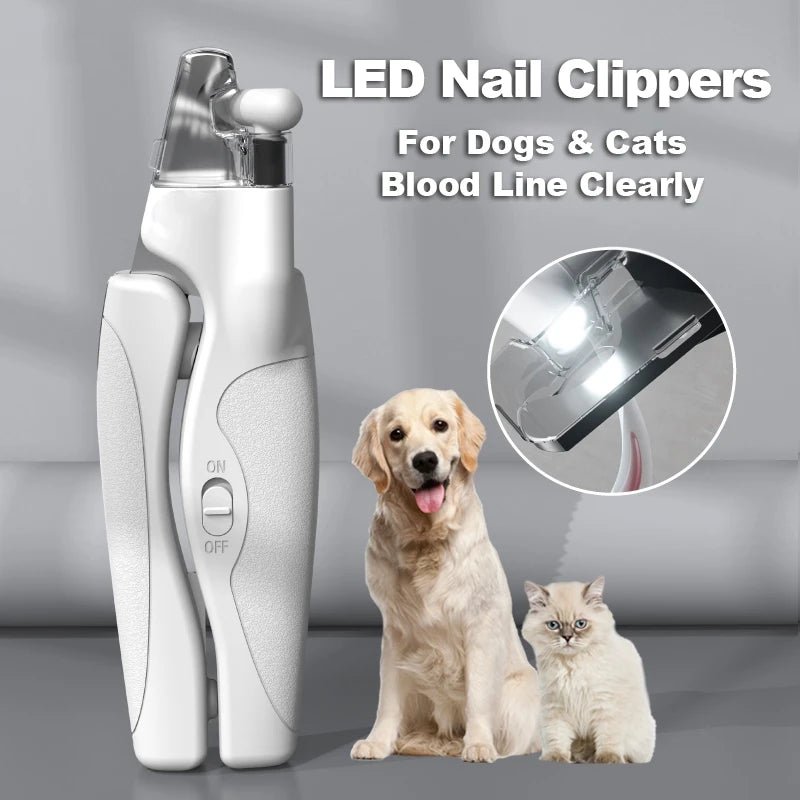 Pet Nail Clipper with LED Light Dog Cat Claw Blood Line Scissors Multifunction Nail Trimmer Pet Cleaning Grooming Supplies ATHLEXES