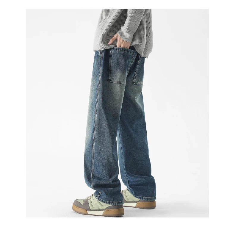 Winter Fleece Men's Baggy Straight Jeans ATHLEXES