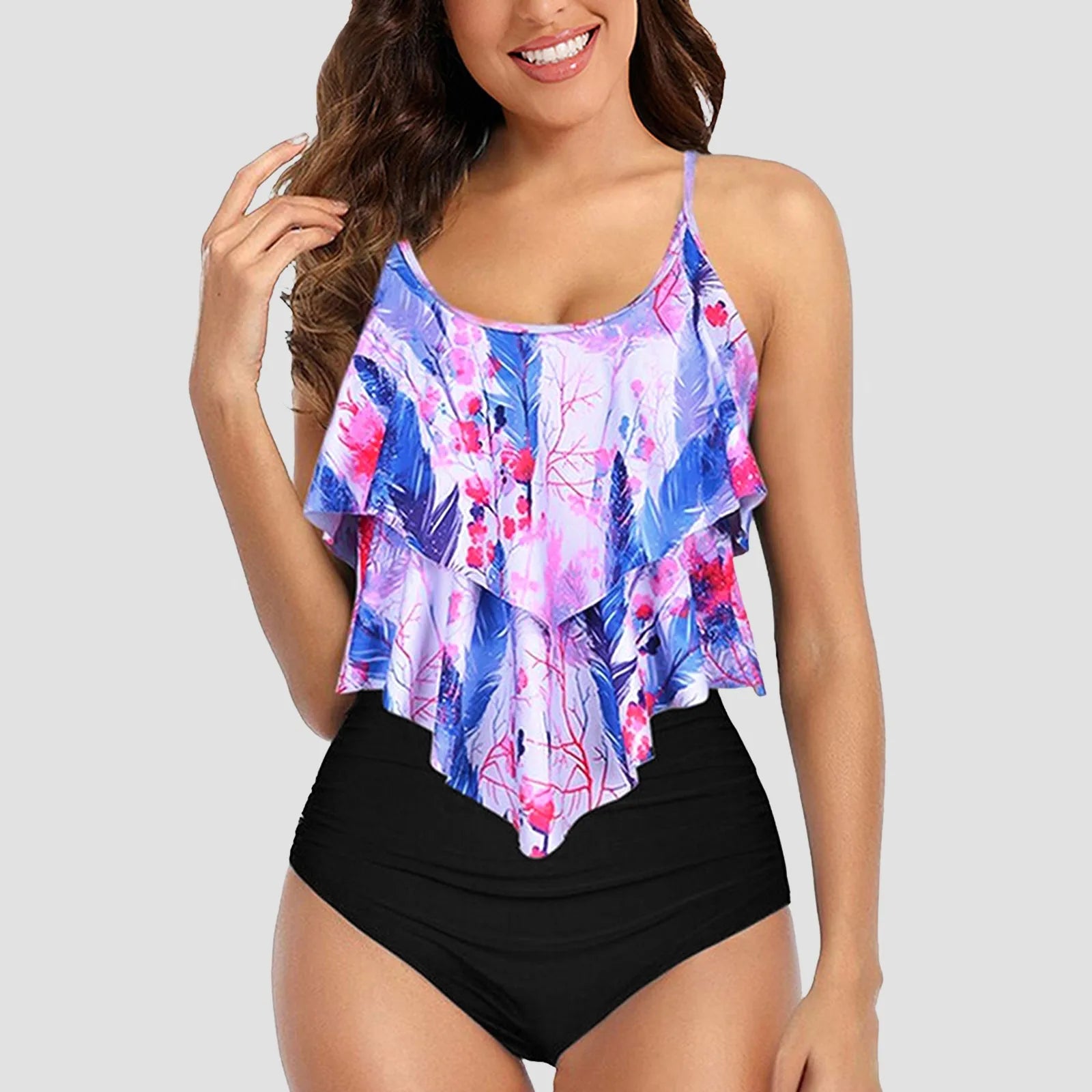 Vintage Ruffle Ruched High Rise Bikini Set ATHLEXES