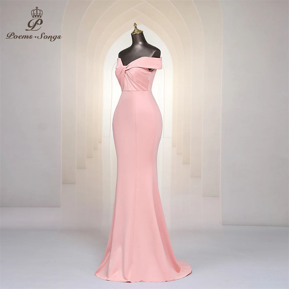 Pink Mermaid Elegance Off Shoulder Evening Dress ATHLEXES