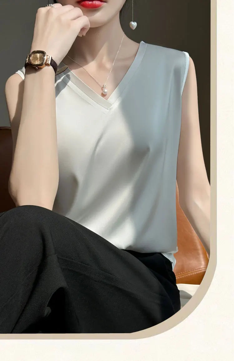 SilkBlend V-Neck Summer Blouse for Women ATHLEXES
