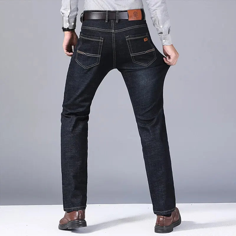 Classic Slim Fit Black Biker Jeans for Men ATHLEXES