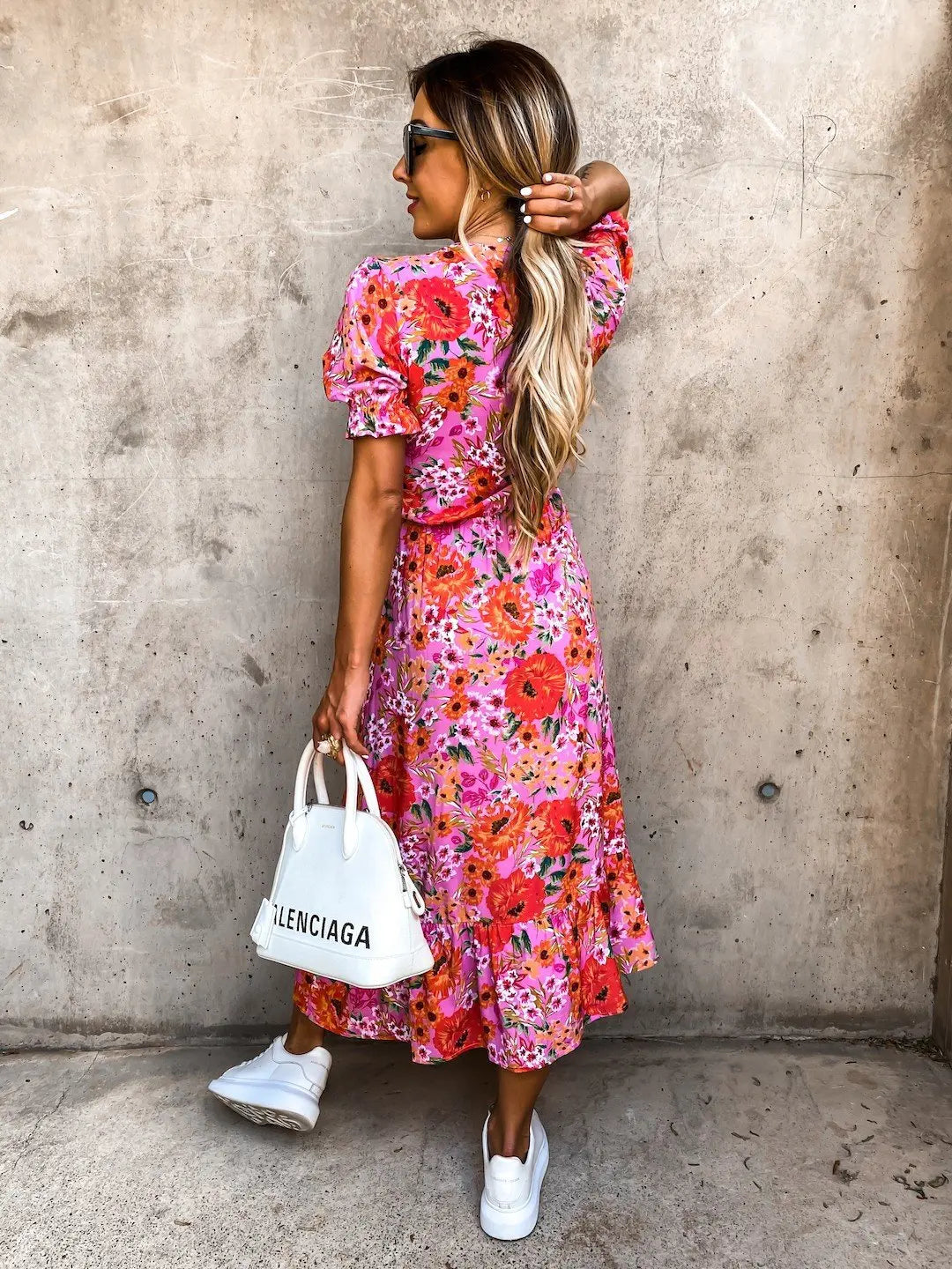 Elegant Floral V Neck Maxi Dress for Women ATHLEXES