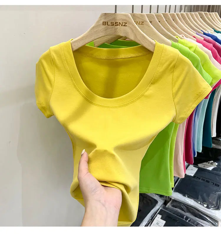 Cotton U-Neck Slimming Summer Tee for Women ATHLEXES
