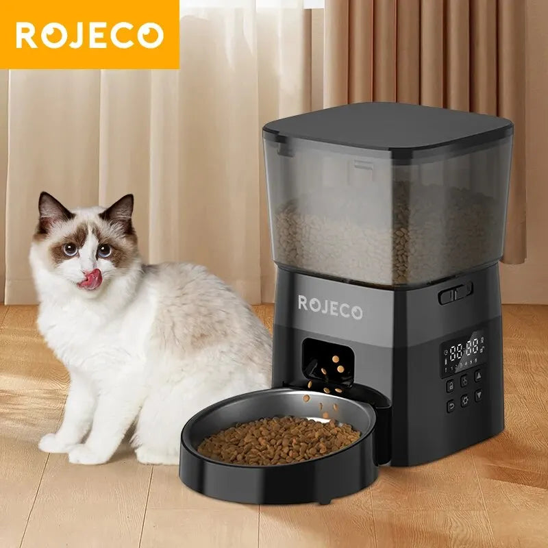 ROJECO Automatic Pet Feeder Button Version Auto Cat Food Dispenser Accessories Smart Control Pet Feeder For Cats Dog Dry Food ATHLEXES