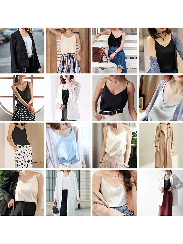 Silk Satin Halter Cami Top for Women ATHLEXES