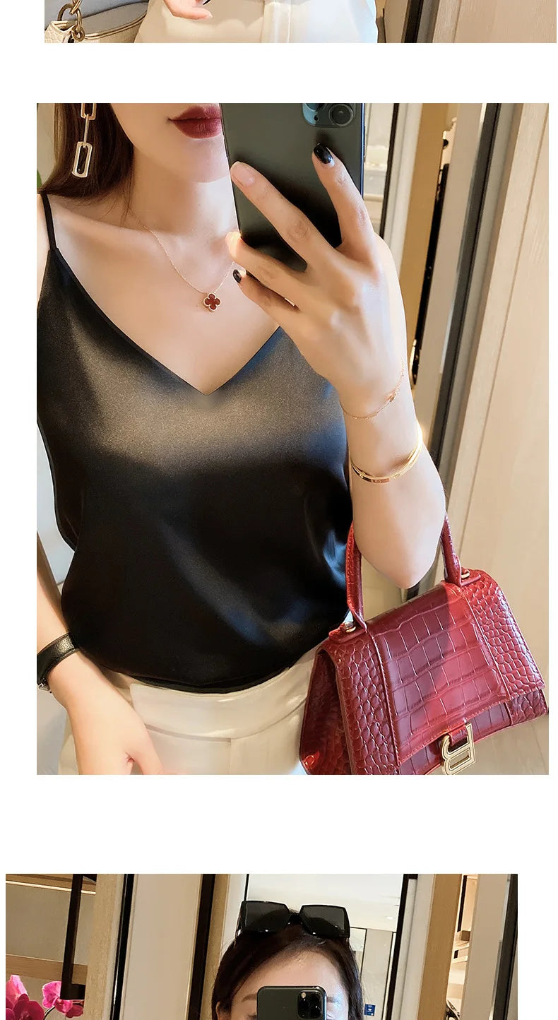 Chic Summer V-Neck Chiffon Tank Top ATHLEXES