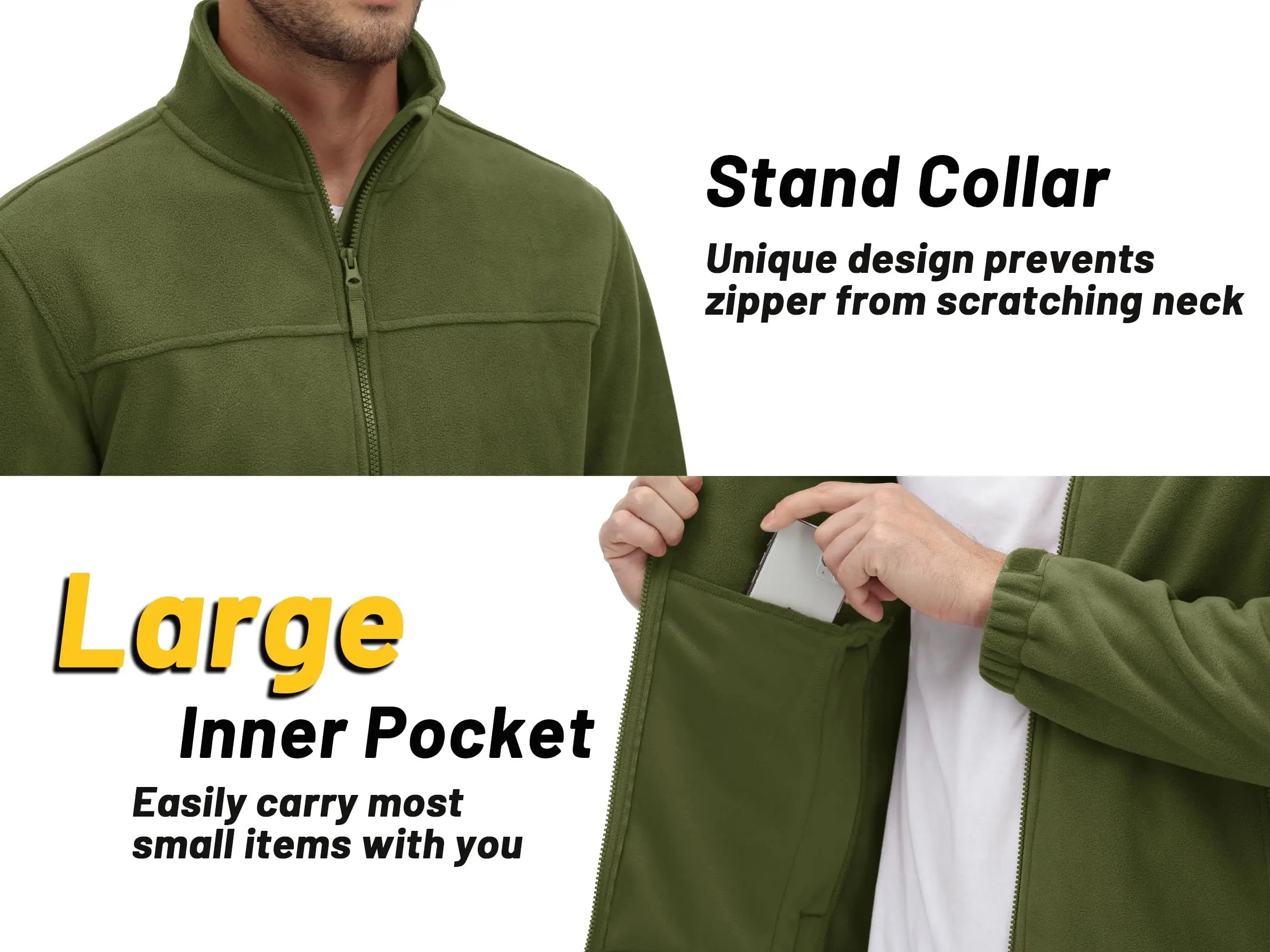 TACVASEN Men's Windproof Fleece Jacket with Pockets ATHLEXES