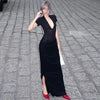 Elegant V-Neck Side Slit Maxi Dress for Women ATHLEXES