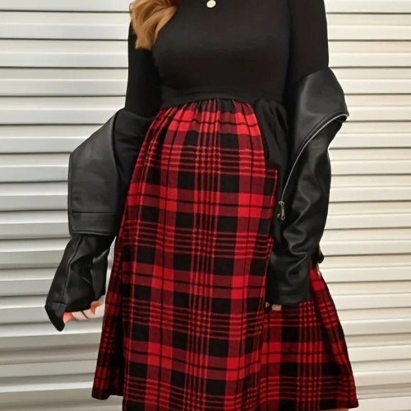 Chic Maternity Plaid Nursing Dress ATHLEXES