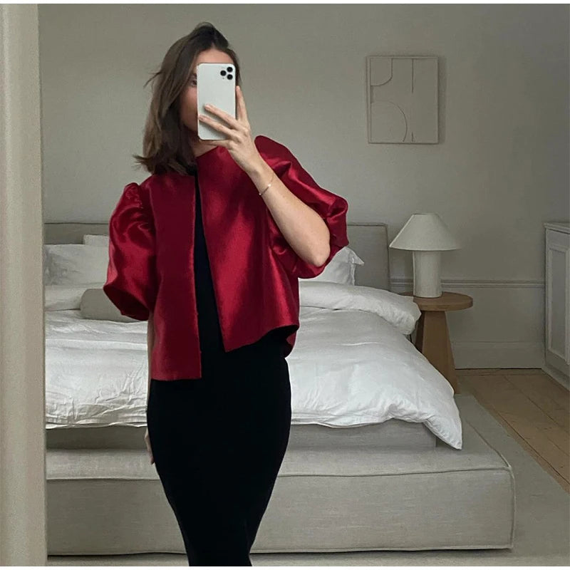 Elegant Puffy Sleeve Blouse for Women 2025 Summer Tops ATHLEXES