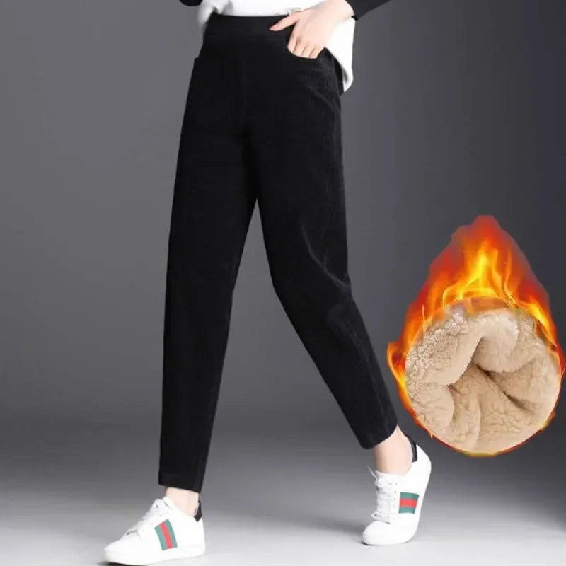 CozyChic Women’s High Waist Corduroy Plush Casual Pants ATHLEXES