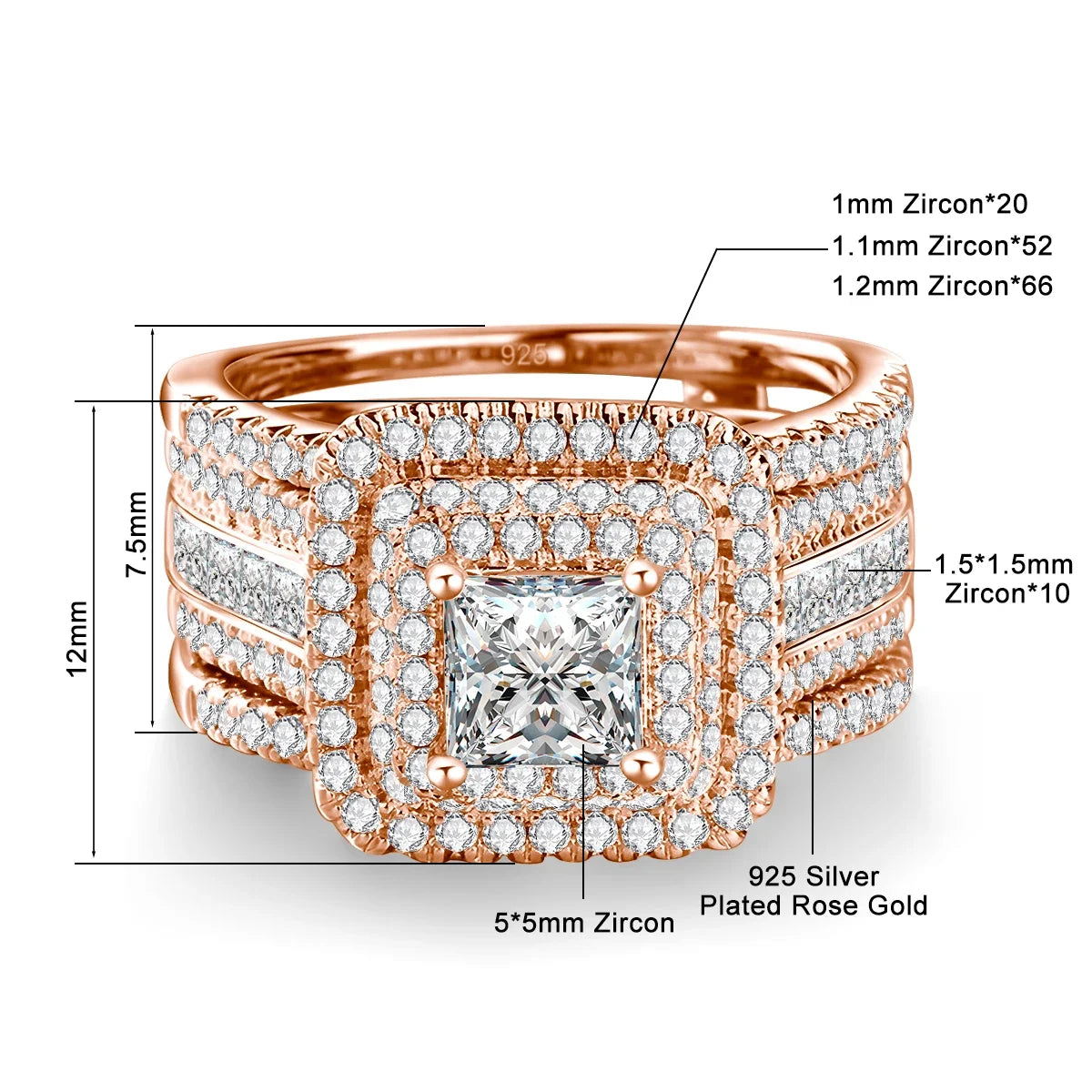 Elegant 2PCS Moissanite Wedding Ring Set 925 Silver ATHLEXES