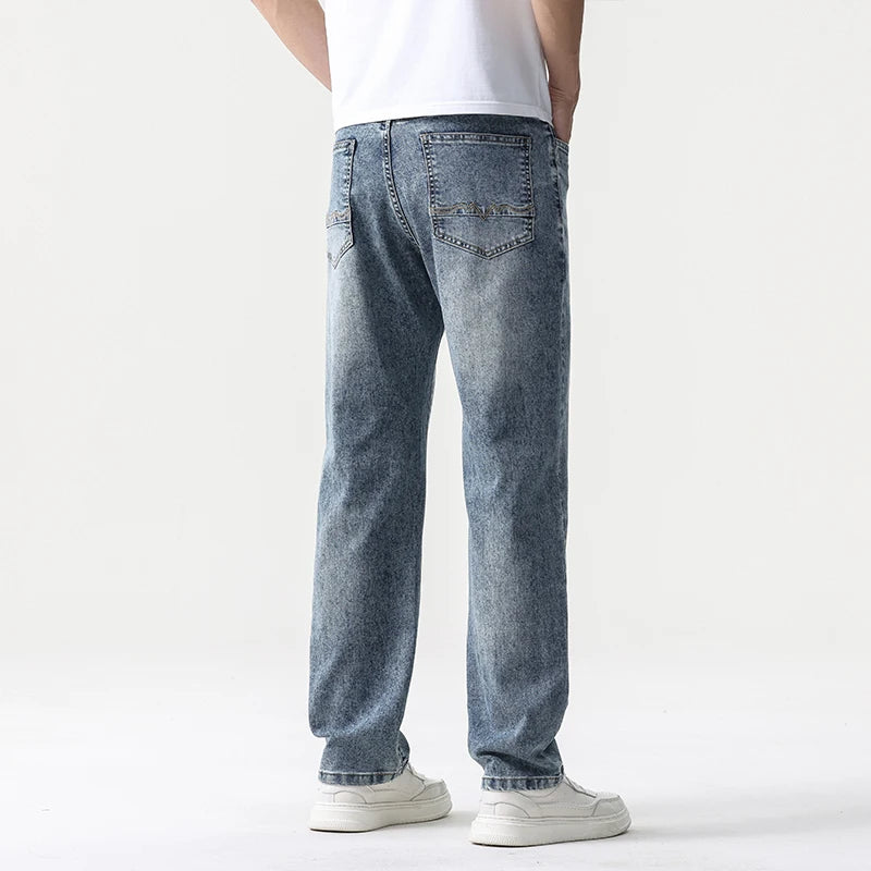 Retro Blue Wide Leg Denim Jeans for Men ATHLEXES