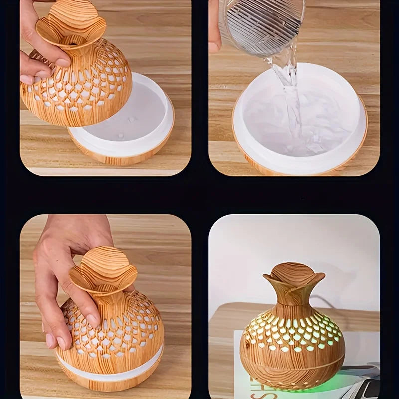 Wooden Vase Humidifier with Colorful Light & Aromatherapy ATHLEXES