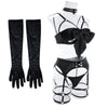 Sexy Lingerie Set Bow Bra Black Temptation Four Piece Set ATHLEXES