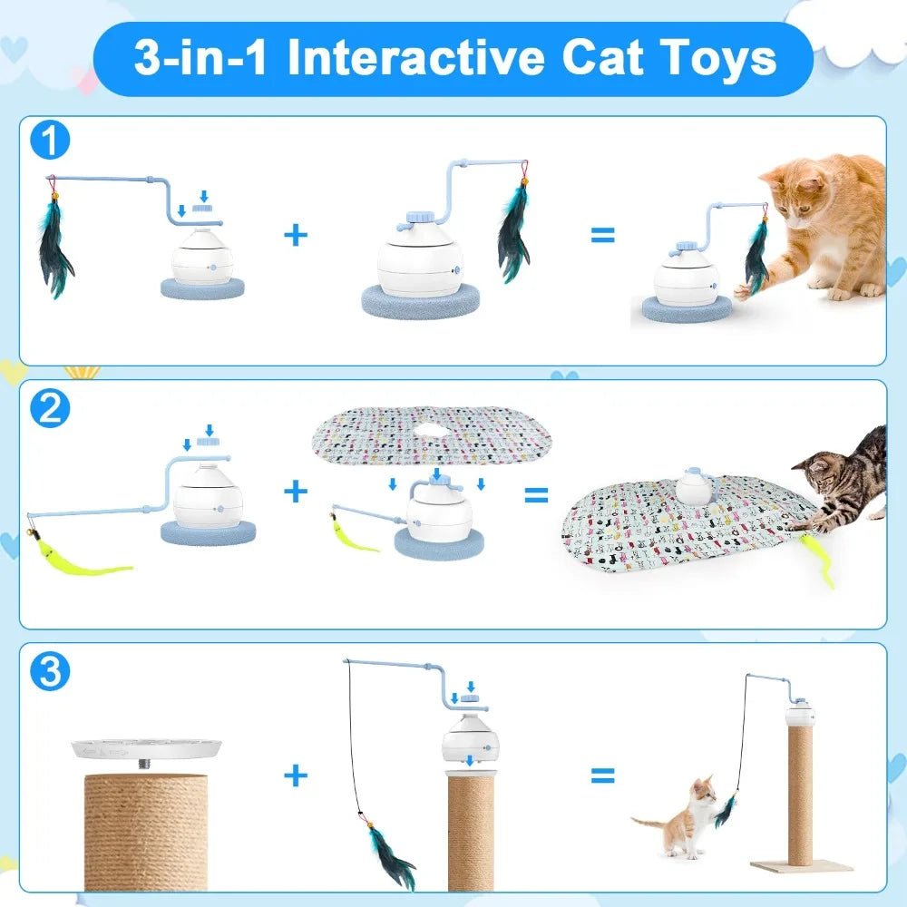 Electric Cat Toy with USB Charging, 360 Rotating, Interactive Puzzle, Intelligent Pet Items, Teasing Feather, Cat Supplies, Acce ATHLEXES