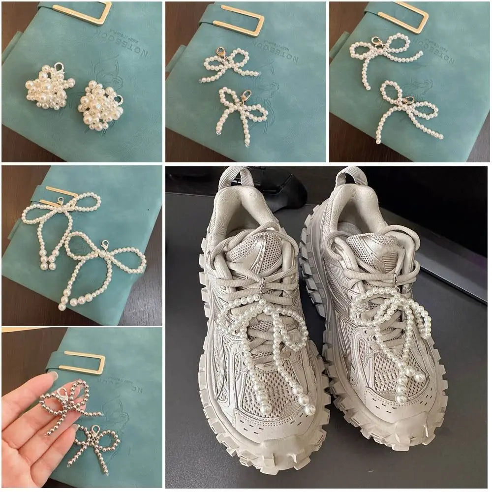 Elegant Pearl Bow Pendant Keychain for Handmade Sneakers ATHLEXES