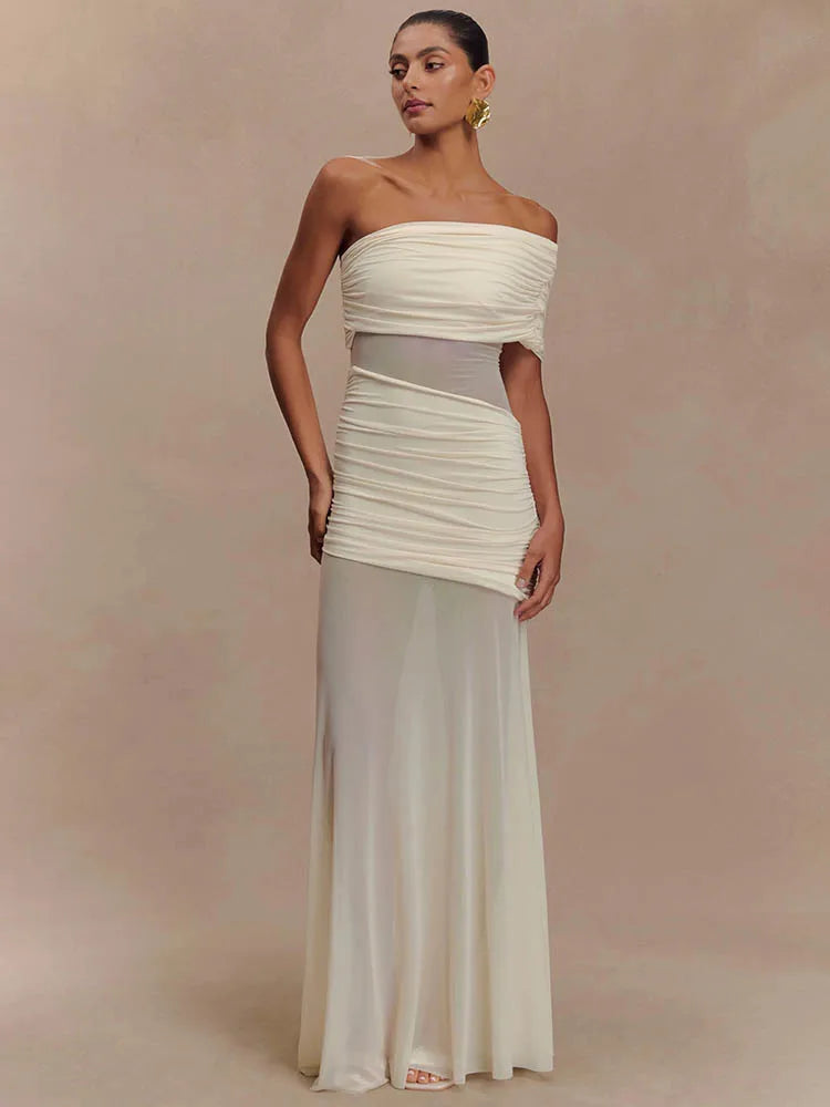 Chic Off-Shoulder Mesh Maxi Dress for Women ATHLEXES