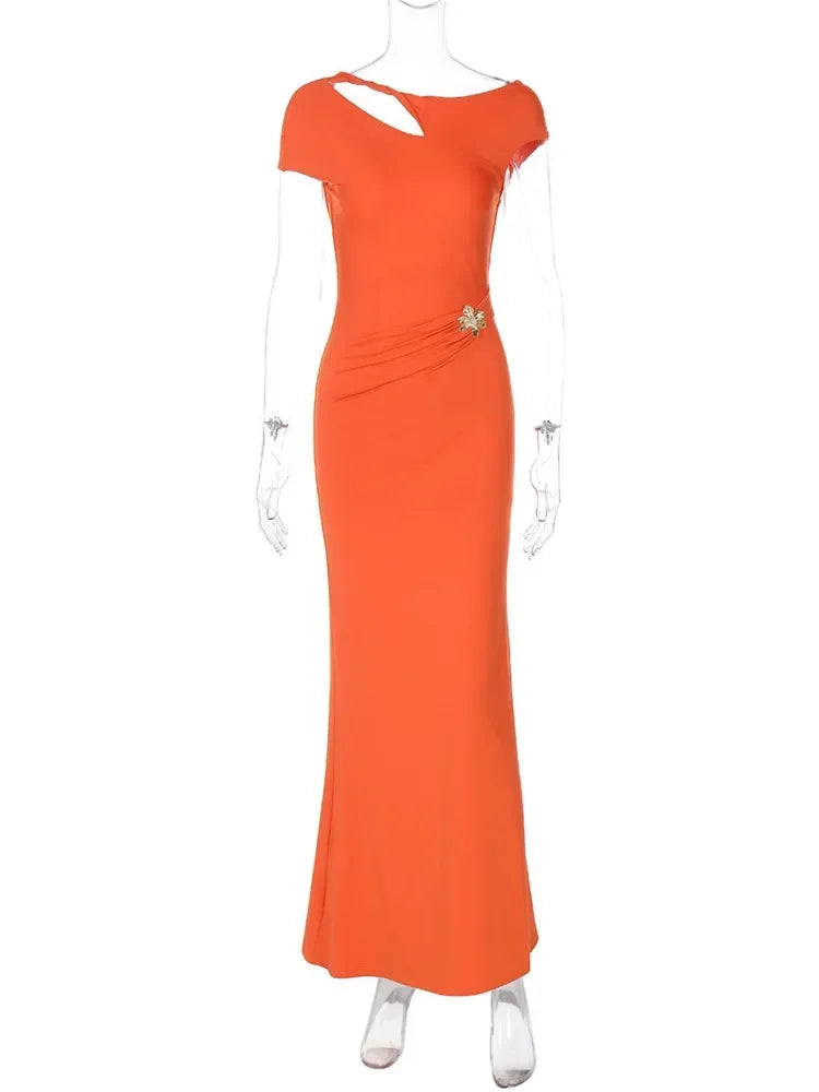 Chic Hollow Backless Maxi Dress with Metal Buckle ATHLEXES