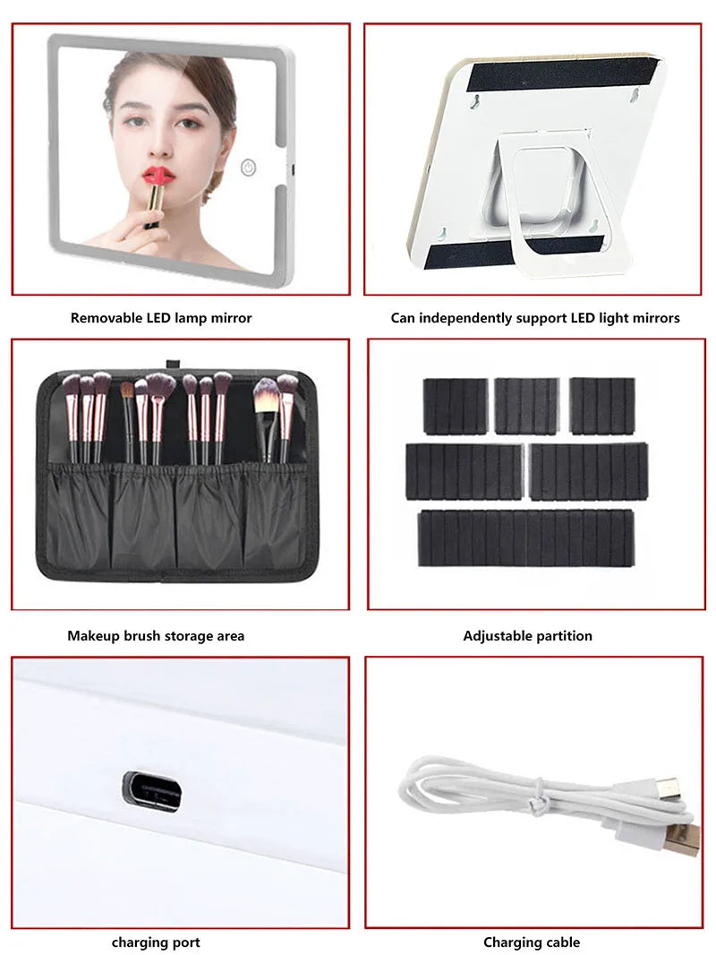 LuxeGlow LED Makeup Organizer with Mirror ATHLEXES