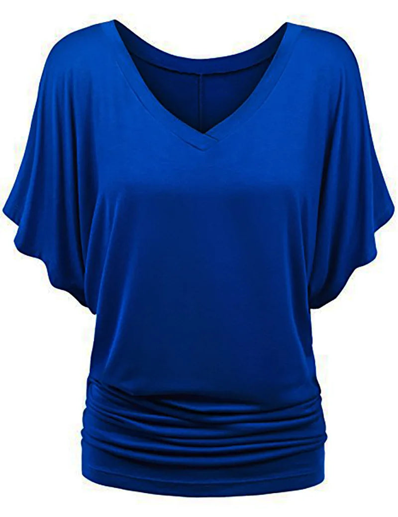 Chic Summer V-Neck Batwing Tee for Women S-5XL ATHLEXES