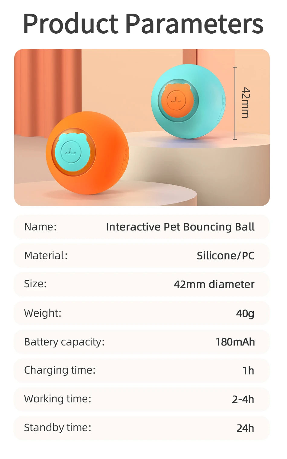 ROJECO Cat Toys Smart Interactive Cat Bouncing Ball Automatic Rolling Ball Training Self-moving Electric Toy Dog Pet Accessories ATHLEXES