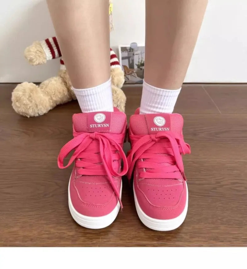 Chic Retro Matte Black Casual Sneakers for Women ATHLEXES